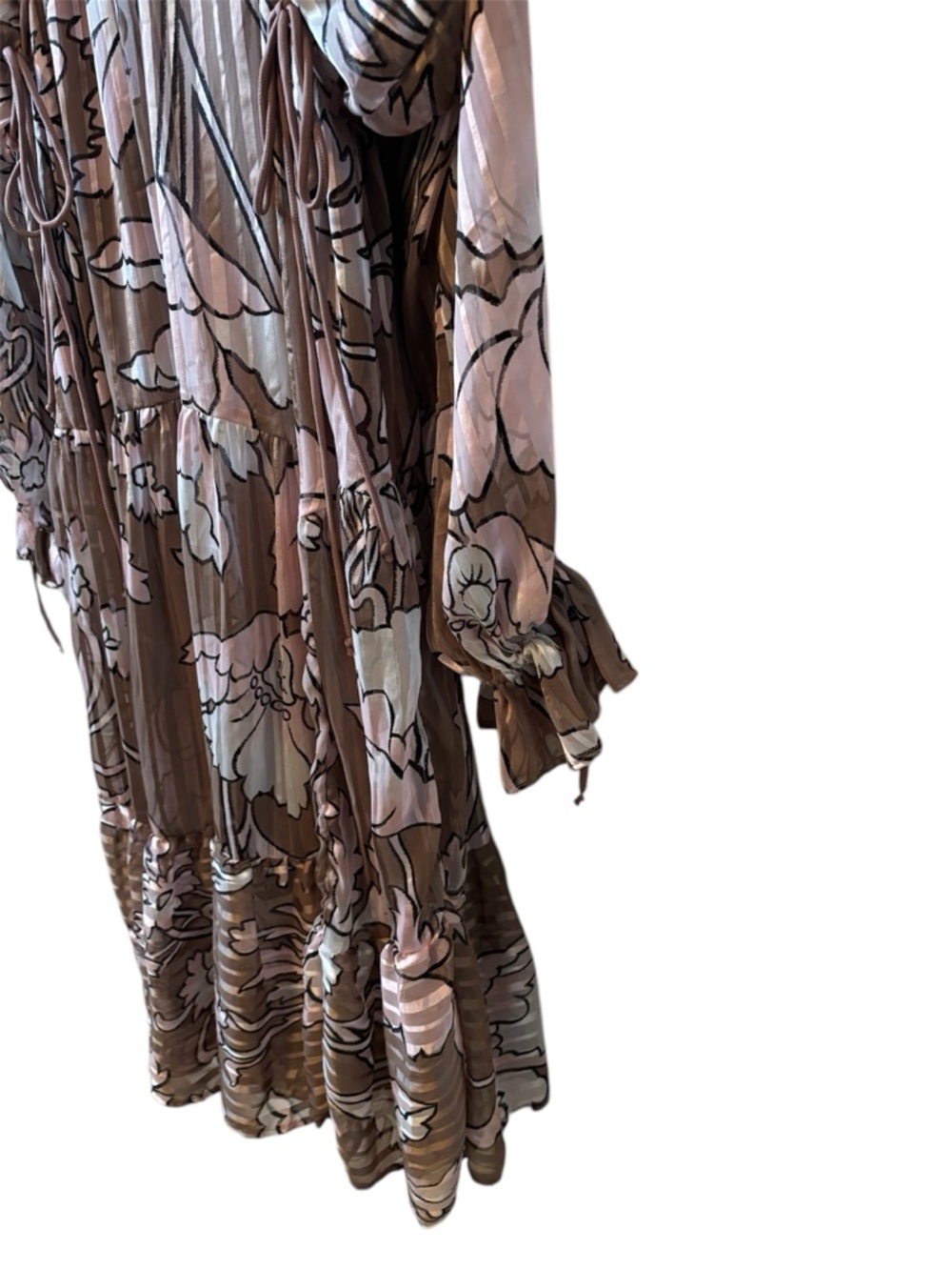 ASOS Pink and Brown Floral Midi Dress Size 14 - Picture 7 of 9